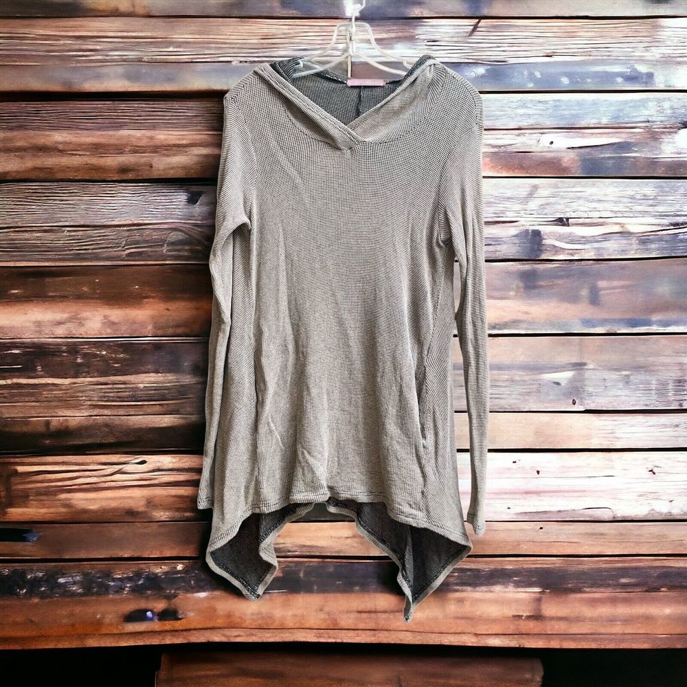 Cut Loose S Lagenlook Hooded Textured Asymmetrical Hem Tunic Artsy